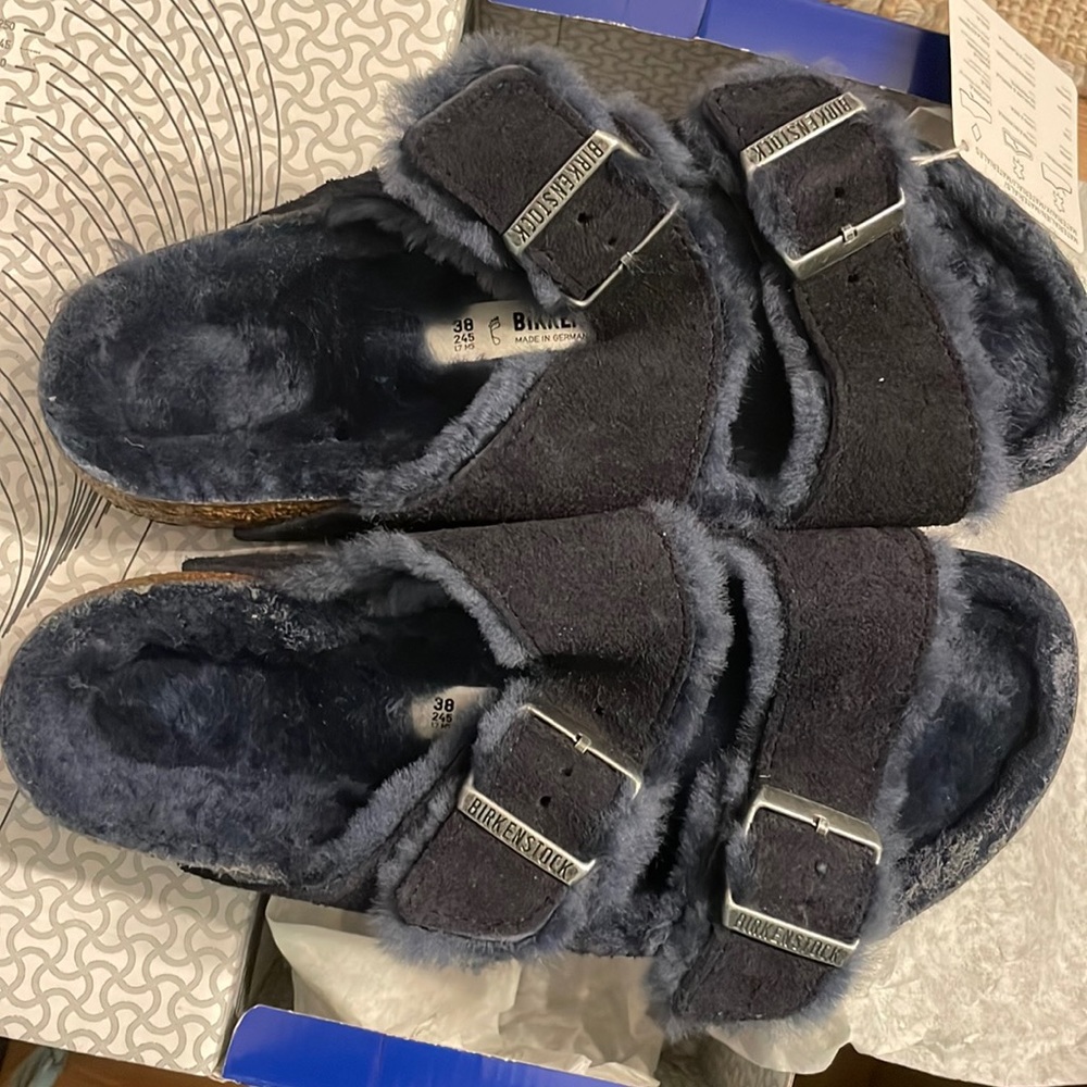 Birkenstock Arizona Shearling midnight blue suede 38